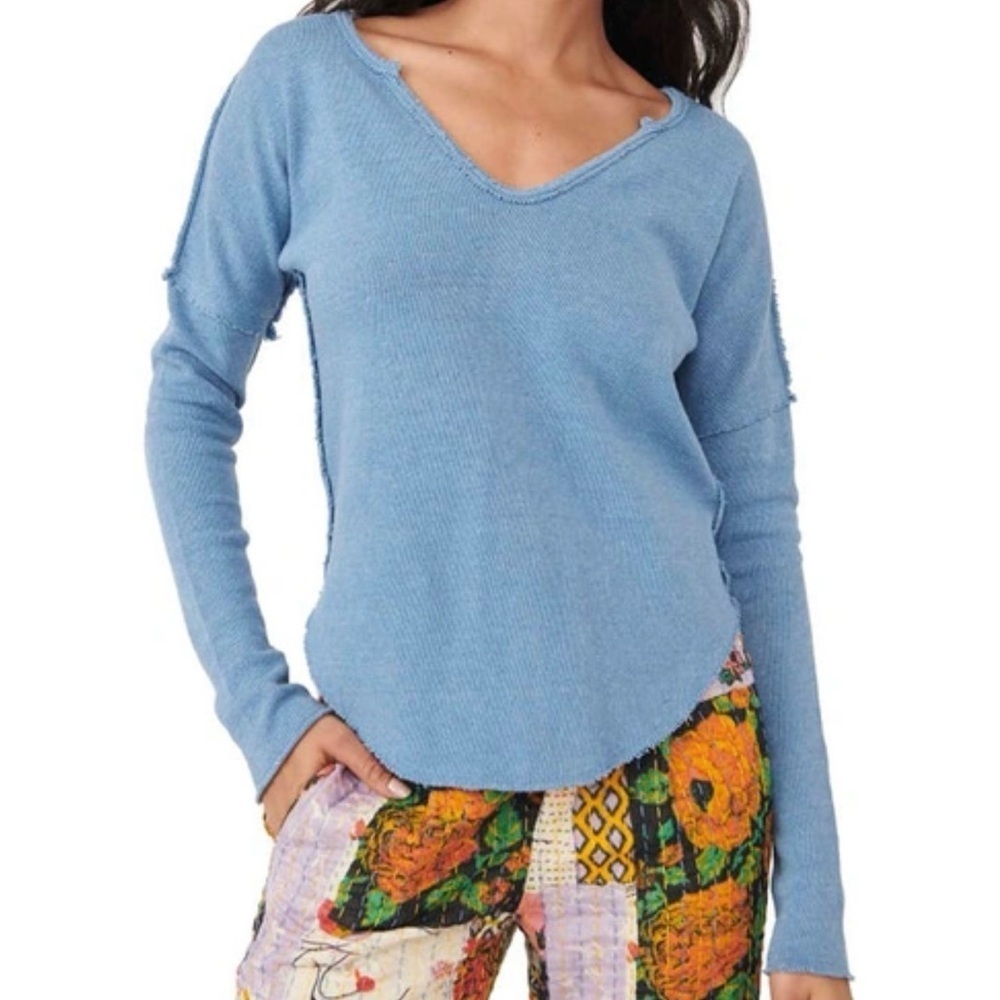 Free People Come & Get it Long Sleeve Blue Metal